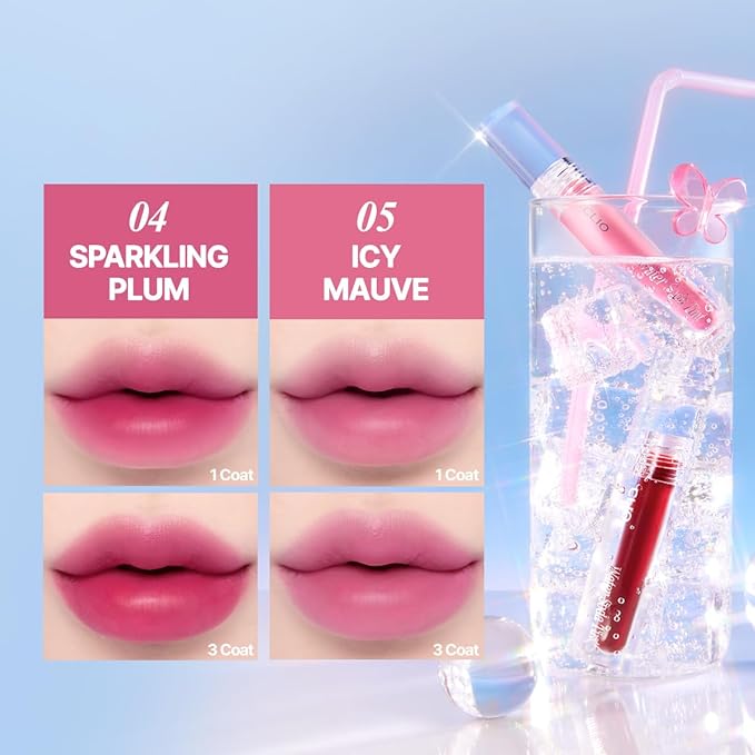 CLIO Water Soda Tint 5 Colors, Korean Lip Stain, High Moisturizing, Strong Hydrating Water Lip Oil, Gloss, Non Sticky Lip Stain, K-Beauty Lips (03 TANGERINE POP, One Size)