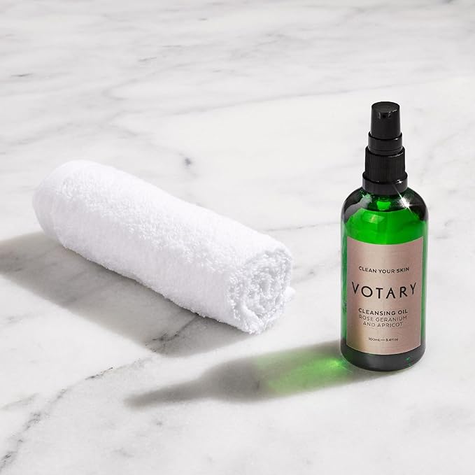 Cleansing Oil Rose Geranium & Apricot | Facial Cleanser Gentle Makeup Remover Cleanses without Clogging Pores With Deep Nourishing Apricot & Jojoba 3.4 Fl Oz