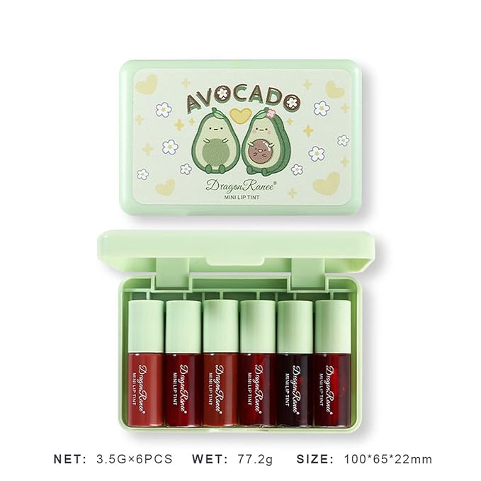 6 Colors Lip Tint Stain Set,Korean Velvet Water Lip Tint,Natural Lip and Cheek Tint, Long lasting Non-Stick Cup Waterproof