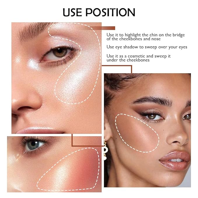 Highlighter Makeup, Highlight Powder Bronze, Bronzer Makeup Matte, iluminadores de maquillaje, Highlighter Palette White Shimmer Blush Bronzer Powder Palette Illuminators 5 Colors