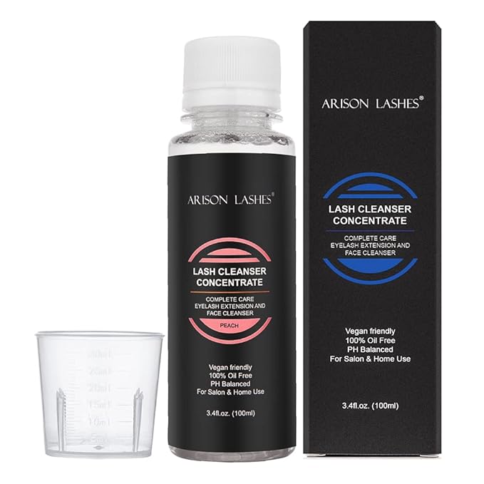 Eyelash Cleanser Concentrate 100ml Lash Extensions Shampoo Natural Foaming Cleanser DIY Non-lrritating Wash for Extensions Lashes with Salon Home Care-Makes 20 Bottles 60ml lash Shampoo (Peach)