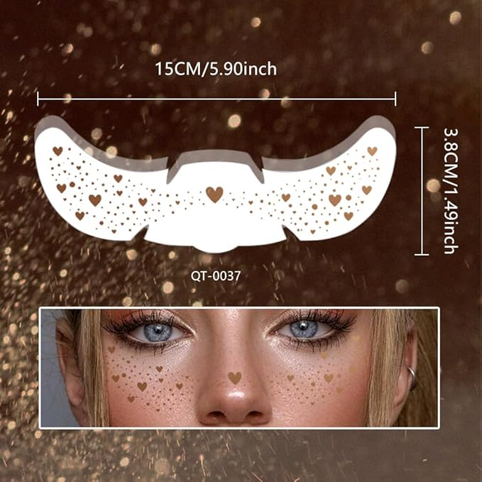 8Ps Face Glitter Speckles Patches, brown 8 styles Glitter Freckles Face Tattoo, Glow Up Makeup Patches, Cute Glitter Makeup Accessories for Women, Cosmetic Glitter for Face Gift