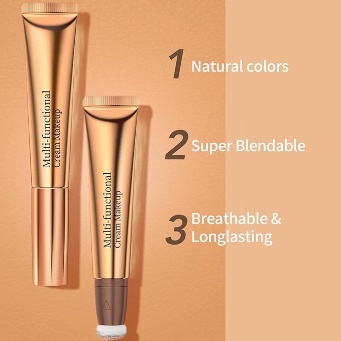 Contour Beauty Wand, Liquid Face Concealer Contouring/Highlighter/Blusher Stick with Cushion Applicator, Long Lasting Natural Matte Finish, Lightweight Blendable Silky Cream Contour Stick