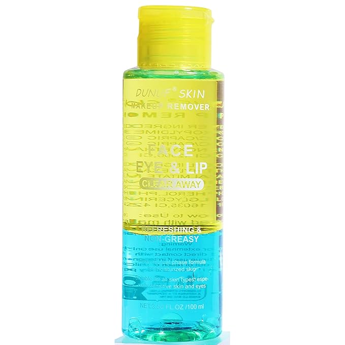 Oil-Free Dual Phase Makeup Remover – Gentle on Sensitive Eyes, Removes Waterproof Makeup | Moisturizing 3-in-1 Formula (100ml YELLOW)
