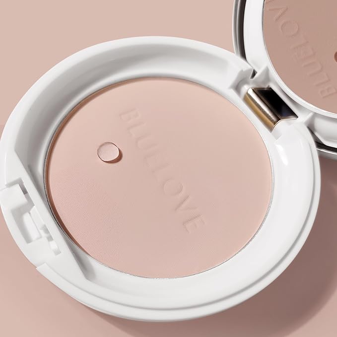 BLUE LOVE Matte Pressed Powder Foundation - Lightweight, Longwear Oil-Free Compact for Shine Control & Flawless Medium to Full Coverage Finish (Natural)