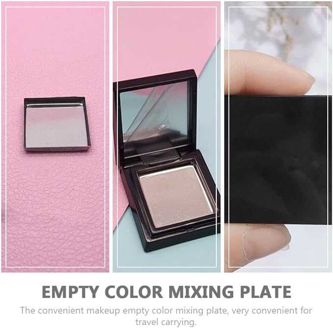 FRCOLOR 4Pcs Empty Eyeshadow Case Single Makeup Palette Blush Lipstick Paints Container Trays Square Plastic Grid DIY Eye Shadow Case with 4Pcs Iron Pans (Black+Clear)