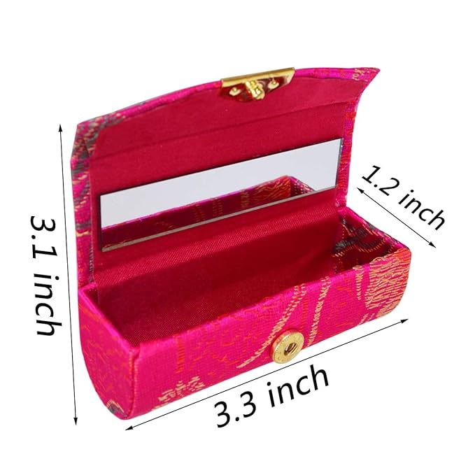 12 Pcs Lipstick Case with Mirror Floral Design Lipstick Holder Flower Printing Lip Stick Box (Pattern B)