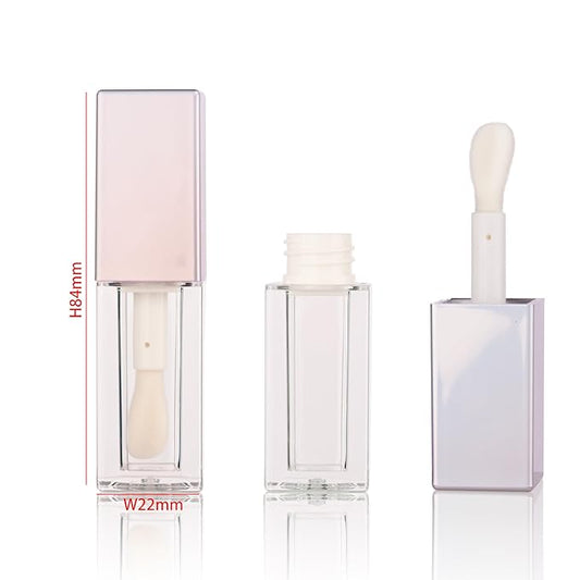 COSIDEA 24pcs 5ml Empty square Holigraphic silver lipgloss tubes bulk wholesale with big wand lipgloss containers large doe foot tube