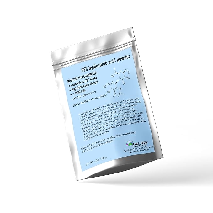 Hyaluronic Acid Powder (2 oz. / 56 grams) 1800 kDa+ Pure Hyaluronic Acid Powder Natural Cosmetic Grade, Hyaluronic Acid High Molecular Weight Powder, DIY Hyaluronic Acid Serums