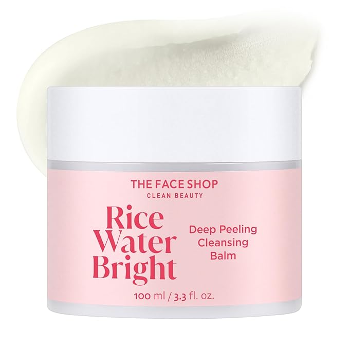 The Face Shop Rice Water Bright Cleansing Balm, Removes Makeup & SPF, 4-in-1 Makeup Remover, for All Skin Types, Korean Rice Extract, Lavender Oil, 100ml / 3.3 fl. oz.