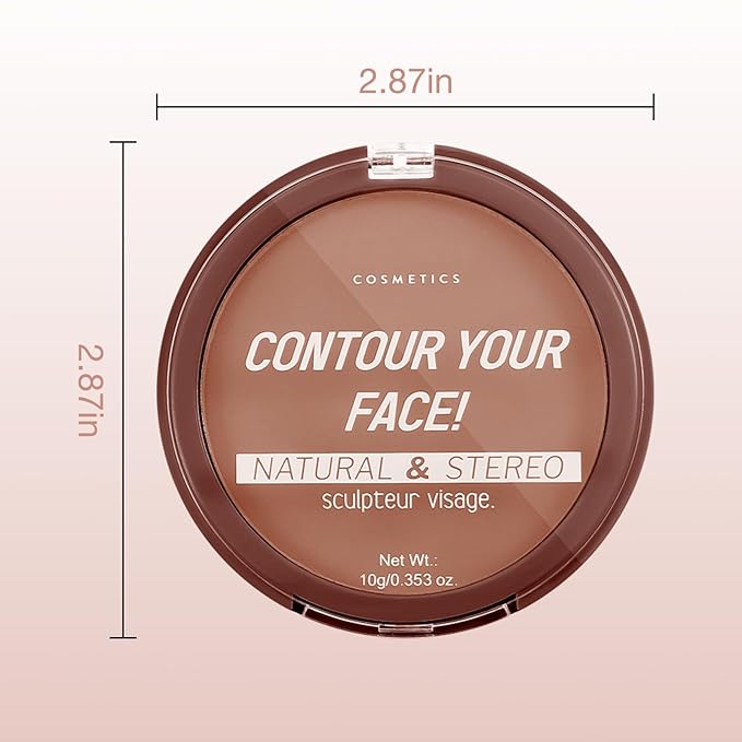 Boobeen 2 Packs Matte Finishing Pressed Powder Contour Palette, Waterproof and Oil-Control Face Contour Bronzer Powder, Non-Caking Natural and Long-Lasting Baked Setting Bronzer Makeup, 5 Colours