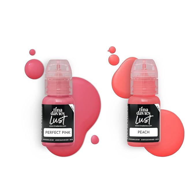 Tina Davies Lust Lip Pigment Collection - Permanent Lip Makeup - Colors Heal True To Tone - Includes Color Chart - 6 x 1/2oz/15ml Bottles