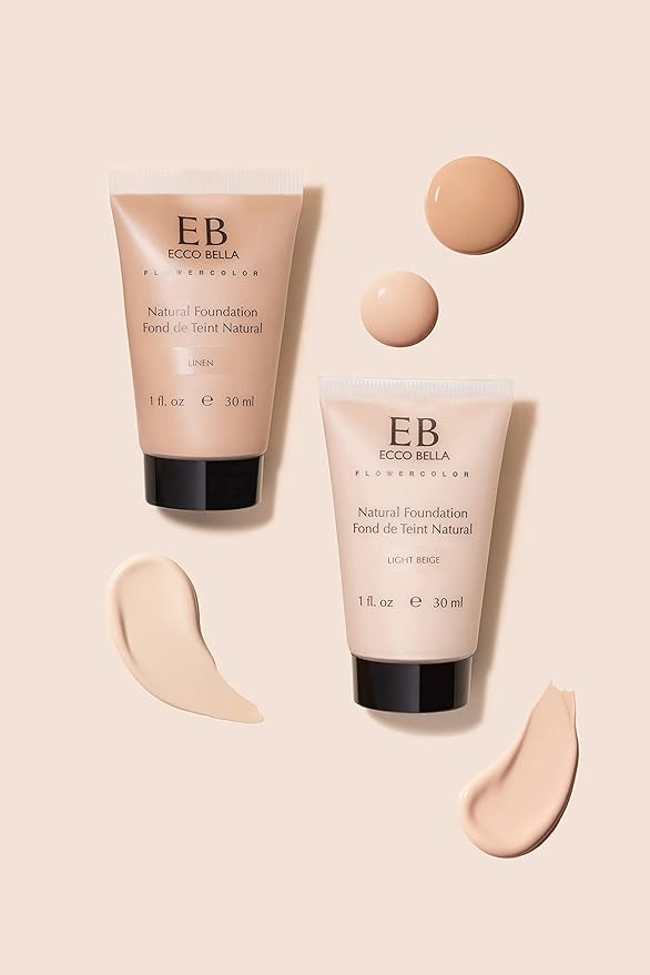 Ecco Bella Liquid Foundation Makeup - Lightweight, Buildable Coverage - Hydrating Foundation - Clean Foundation Makeup, Vegan - Protects & Hydrates Skin - Light Beige