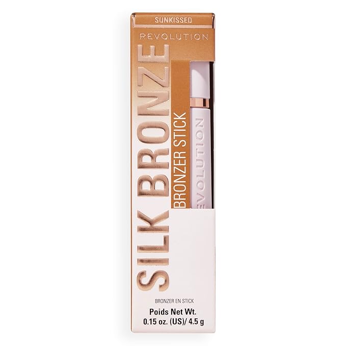 Revolution, Skin Silk Bronzer Stick, Buildable Color for Cheek, Eye, & Lip, Cream-to-Powder Formula, Vegan & Cruelty-Free, Light Sunkissed, 0.15 oz
