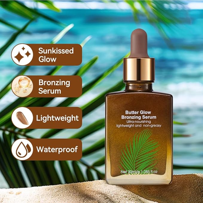 Butter Glow Bronzing Serum, Face Bronzers Serum, Hydrating Face Serum, bronzing drops for face, Liquid Bronzer, Bronzing Drops (SZ02081-1PCS, Large)