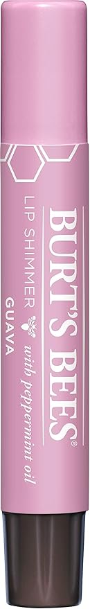 Burt's Bees Lip Shimmer, 100% Natural Moisturizing, with Peppermint Oil, Guava, 0.09 Oz - 6 Pack