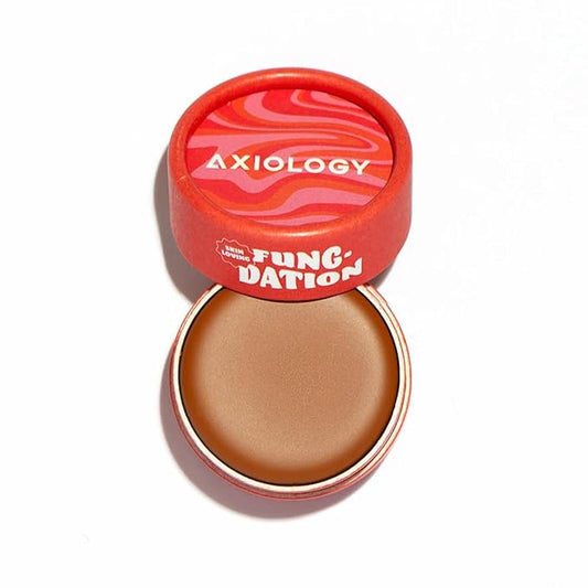 Axiology Fungdation Mushroom Foundation Face Makeup Creamy Wrinkle Defying Minimize Fine Lines Infused with Reishi Deep Hydration Natural Youthful Look Light to Medium Coverage 11.3g (Shade 12)