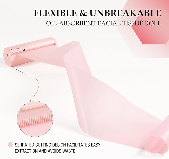Boobeen Oil Blotting Sheets for Face, Oil Control Film, Absorbing Paper for Oily Skin, Rolled Tissue with Small Side Mirror,Easy Take Out Design