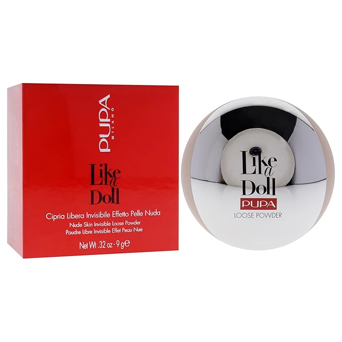 PUPA Milano Like A Doll Loose Powder 002 Rosy Nude - Soft Powder for Smooth, PHOTOREADY Complexion - Enriched with Hydrating Cottonseed Extract - Blurs FIne Lines and Uneven Texture - 0.32 oz