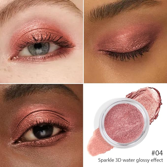 Shimmer eyeshadow,Glitter eyeshadow,Easy - Apply Powder for Eye & Face Highlighting, with Mermaid Shimmer(04#Brownish Red, 1 Count (Pack of 1))