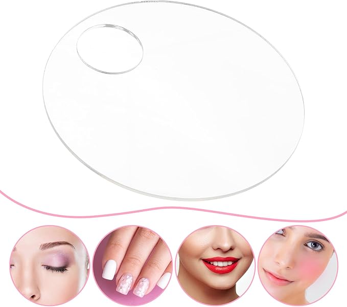 4Pcs Acrylic Makeup Palette, Makeup Mixing Tray Palette with Spatula, Cosmetic Foundation Palette Nail Art Palette for Beauty Salon Color Cream Liquid Foundation Mixing Palette(Round)