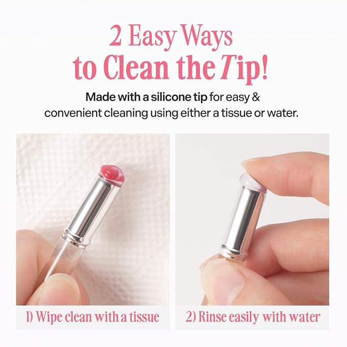 CLIO Essential Lip & Cheek Tap + Sillicone Lip Brush Bundle, 05 Cherry Shower