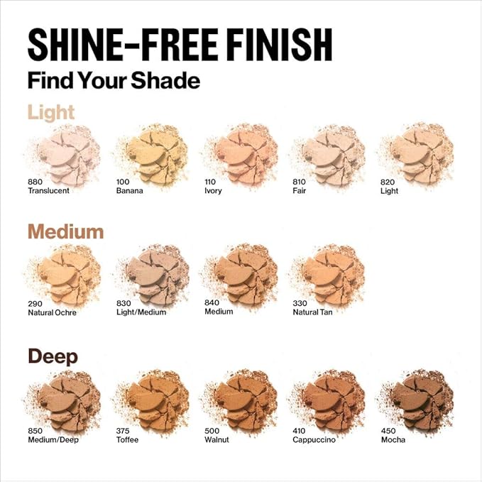 Revlon Powder Foundation, ColorStay Face Makeup, Longwearing, Oil Free-Fragrance Free, Noncomedogenic, Cappuccino (410)
