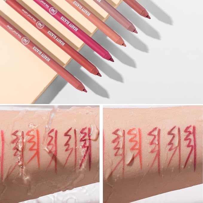 Ultra Fine Lip Liner Non-Stick Cup Not Fade Waterproof Velvety Nude Long-lasting Comestic Tool,Assorted Colors High Pigmented Matte Smooth Soft Pencils Natural Lip Makeup Lip Liners