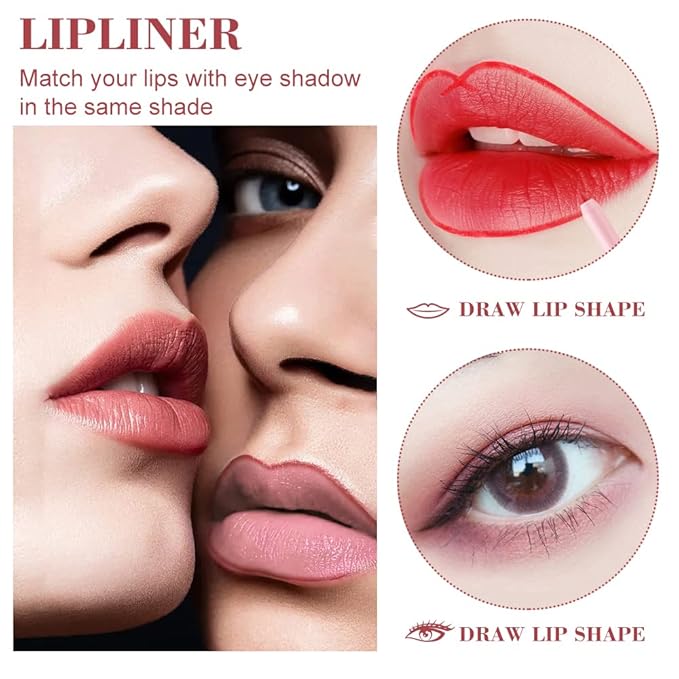 IYARKAI® Matte Lip Liner Pencil Set, 12 Colors Smooth Lip Liner Set, Matte Velvet Lipstick Pen, Smudge-proof and Waterproof, Long Lasting Fade Resistant, for Daily Travel Party Work