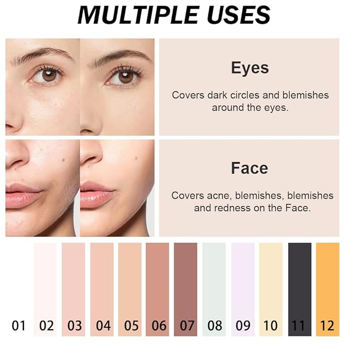 Kaely Pot Concealer Full Coverage, Under Eye Brightener Color Correcting Concealer for Dark Circles, Waterproof Foundation Face Makeup, Eye Ring Corrector de ojeras, 09 Light Purple