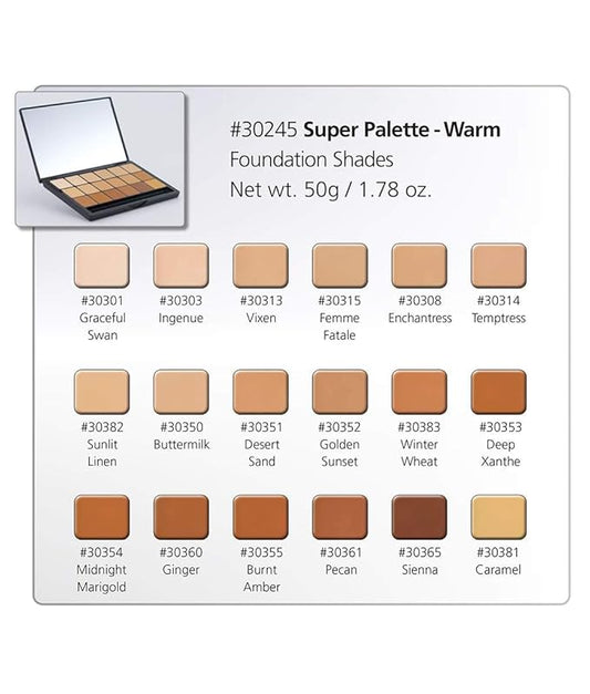 Graftobian Glamour Crème Ultra HD Foundation Super Palettes - Foundation Palette, Contour Makeup, Foundation for Professional Makeup Kit, Face Makeup for Full Coverage - Warm Color