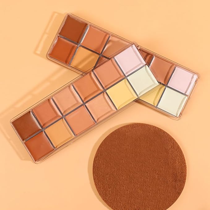 VERONNI Cream Concealer Palette, 12 Colors Makeup Contour Face Contouring Cream, Full Coverage Camouflage Base Foundation, Professional Daily Makeup