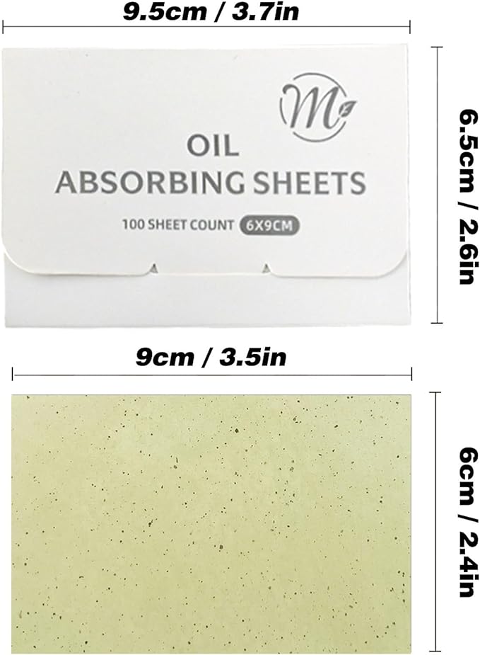 Facial Oil Blotting Paper, Natural Charcoal - 600 Counts, Makeup Friendly Oil Absorbing Paper, Strong Oil Blotting Paper That Is Easy To Carry And Use (Green, 3.7×2.6inch)