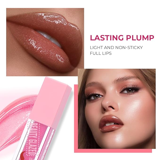 Beauty Glazed Hot & Spicy Rich Lip Gloss & Plumping Lip Oil with Chili Extract – Ultra‐Hydrating, Long‐Lasting Gloss & Sensual Plump Formula for Bold, Moisturized Lips (104# GHILI, 1)