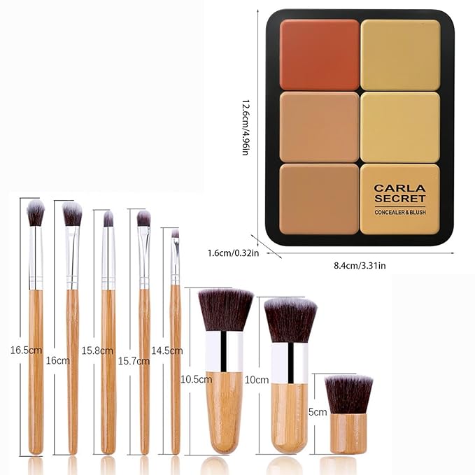 12 Color Contour Palette, Bronzer, Blush, Highlighter Face Palette with Makeup Brushes, Matte and Glow, Makeup Palette Contour Kit for Conceal Dark Circles Correct Discolorations