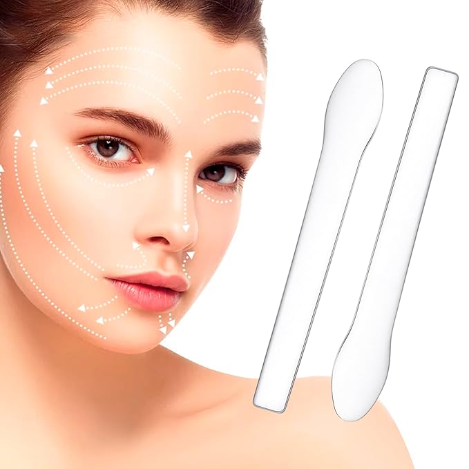 3pcs Mini Metal Makeup Spatula, Silver Reusable Cosmetic Cream Spatulas Spoon, Skincare Scoop Applicator Facial Massage Beauty Tools for Mixing and Sampling Face Eye Cream- 2.73"×0.43"