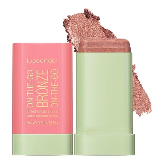 Multi-Use Makeup Bronzer Stick, On-the-Go Glow Bronze Tinted Moisture Stick, Hydrating Solid Moisturizer with Bronze Tint, Natural Bronzed Glow, Blends Effortlessly, for Eyes, Cheeks & Body