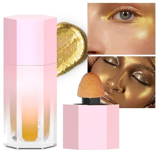 EVPCT Double-Duty Gold Liquid Iridescent Festival Glitter Face & Body Highlighter - Waterproof, Long-Lasting Shimmer Palette