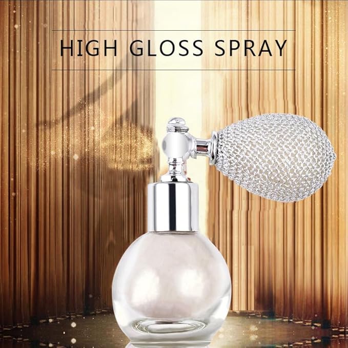 Highlighter Powder Spray Glitter Body Highlighter Spray for Girls Shimmer High Gloss Loose Powder Makeup Mist for Body, Hair, Face and Clothing