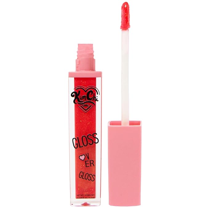 Kimchi Chic Gloss Over Gloss, Shimmery Micro-Sparkle Lip Gloss To Wear Alone Or Over Lipstick, Fragrance-Free Luscious Lip Balm, Red With Orange Undertone, 01 Ripe Mango, 0.35ml