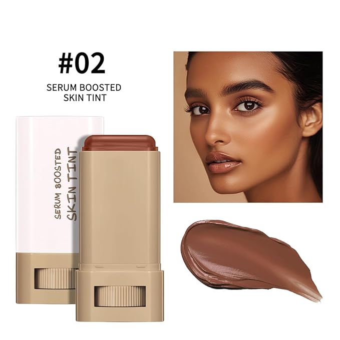 Foundation Stick Beauty Balm Serum Boosted Skin Tint,Skin Tint Foundation,Solid Tinted Moisturizing Serum Balm,Long-Lasting Moisturizing Flawless Face Makeup for Women (#02,18 g)