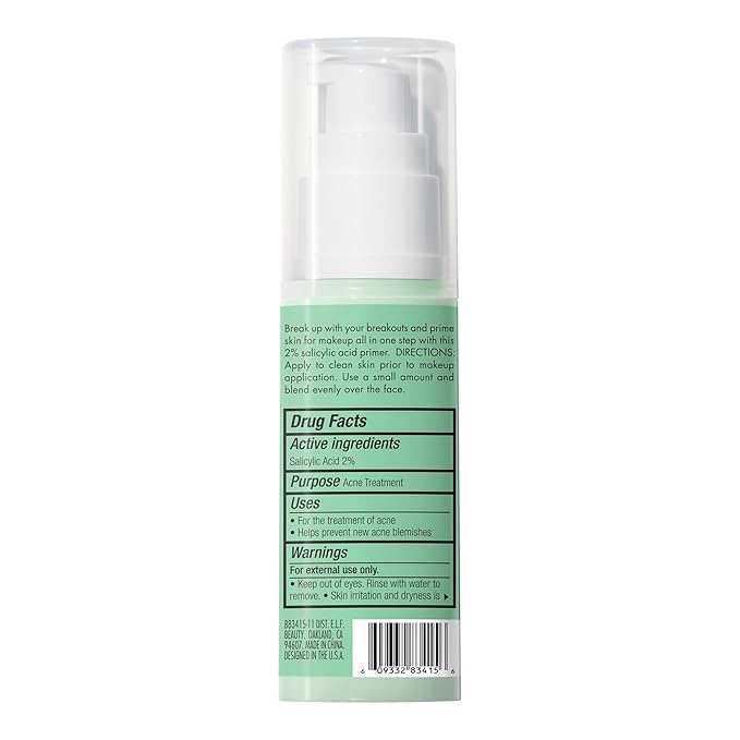 e.l.f. Blemish Control Face Primer, Soothing & Hydrating Makeup Primer For Fighting Blemishes, Grips Makeup To Last, Vegan & Cruelty-free, Large