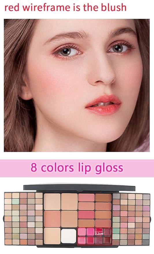 Professional Multi-in-one Makeup Gift Kit for Women - 90 eyeshadow Palette,8 Lipstick Set Lips,8 blush,5 concealer,4 brushes With Mirror,for girls, beginners and professionals Gift Kit