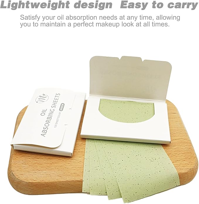 Facial Oil Blotting Paper, Natural Charcoal - 600 Counts, Makeup Friendly Oil Absorbing Paper, Strong Oil Blotting Paper That Is Easy To Carry And Use (Green, 3.7×2.6inch)