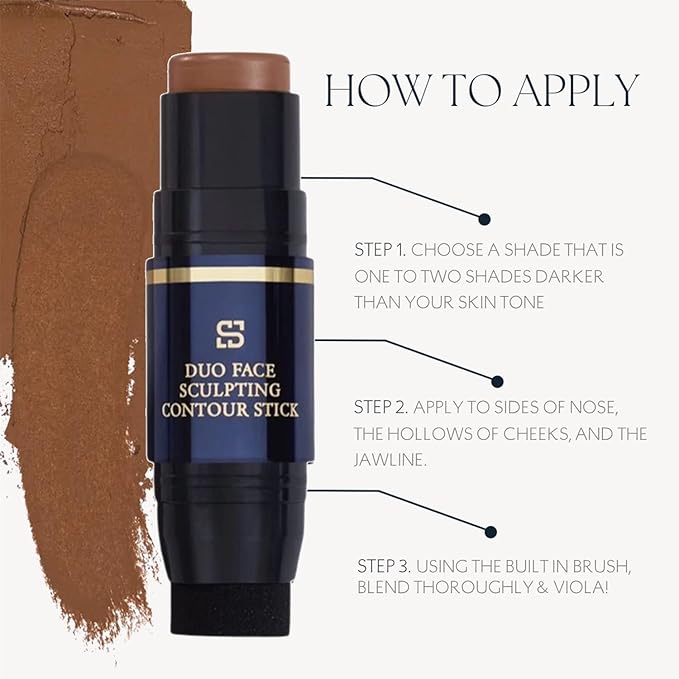 Duo Face Sculpting Contour Bronzer Stick, Dual-Use Applicator for Perfect Sculpt & Blend, Natural Finish, .32 Ounce (Mahogany)
