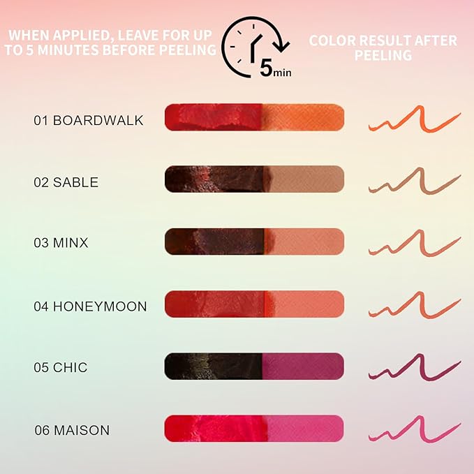 O'CHAIN Peel Off Lip Stain & Lip Liner Masque – Velvet Matte Finish Long Lasting Waterproof and Transfer Proof Lip Tint, with Moisturizing Formula Oil for Soft, Hydrated Lips (01 BOARDWALK)
