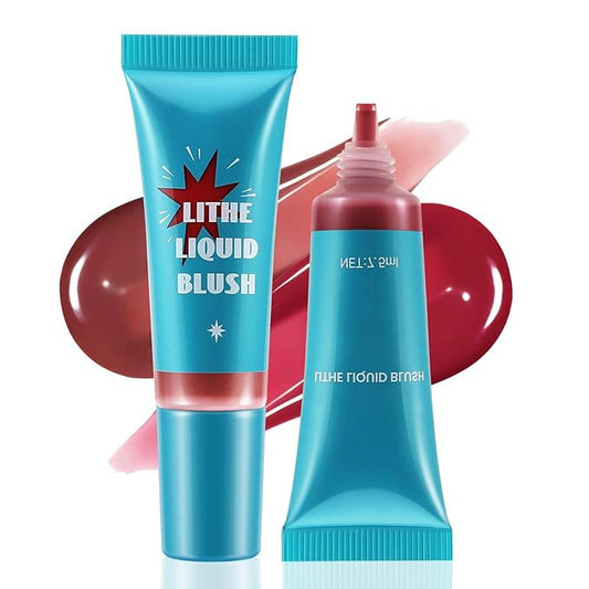 2 Pcs Liquid Blush, Long-lasting Liquid Blush for Cheeks and Eyes, High-pigment Color Lightweight Glowy Natural Facial Contouring