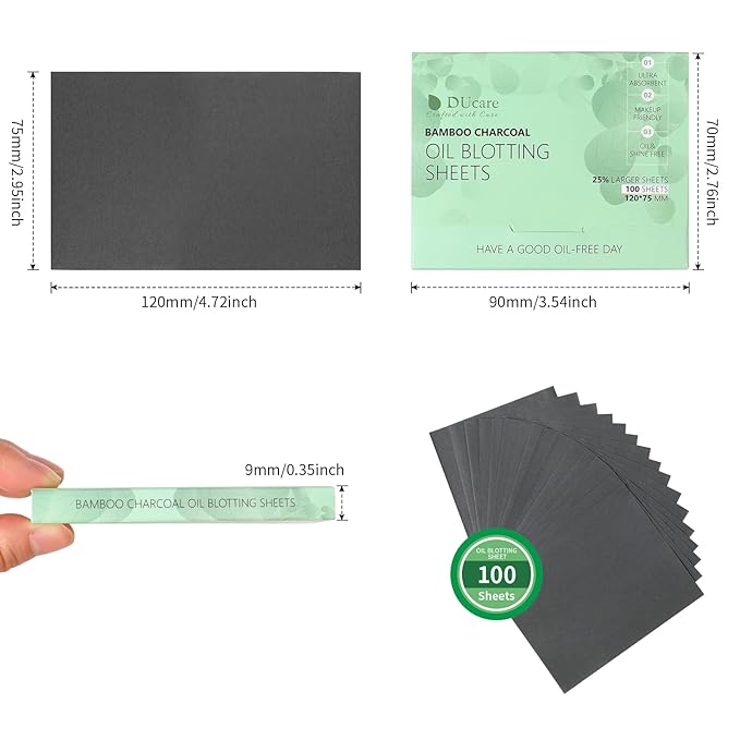 Oil Blotting Sheets for Face, DUcare 100 Counts Green Tea Blotting Paper For Oily Skin, Oil Absorbing Sheets For Face