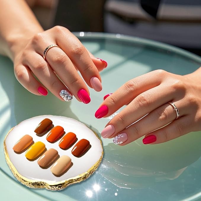 1 Piece of Resin Nail Art Palette Polished Color Mixing Tray Gilded Edge Makeup Display Board DIY Art Painting Tools (White)