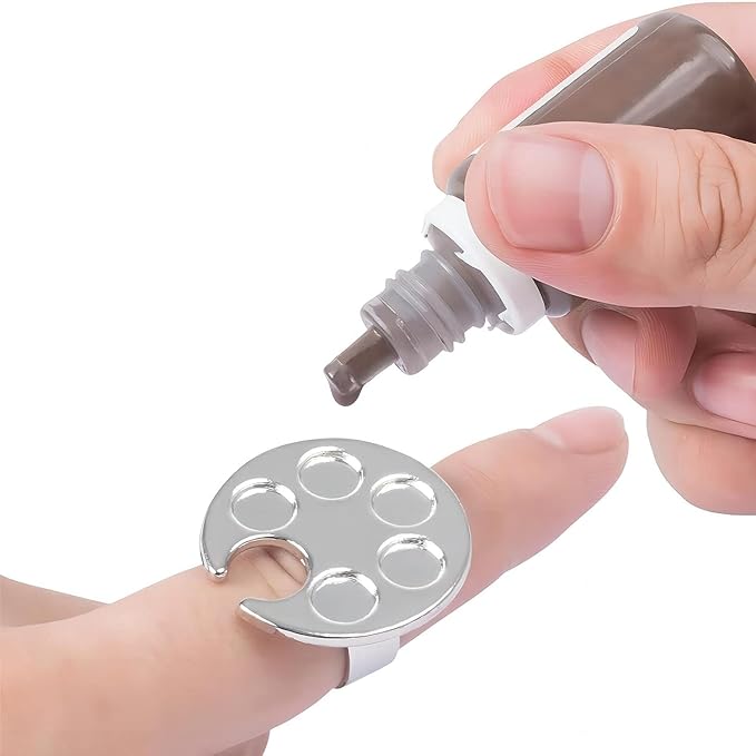 Silver Mini Manicure Palette Metal Paint Palette Finger Rings Nail Art Tools Makeup Palettes
